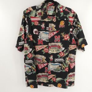 Reyn Spooner Nebraska Cornhuskers Aloha Hawaiian Shirt‎ Black Men's Large